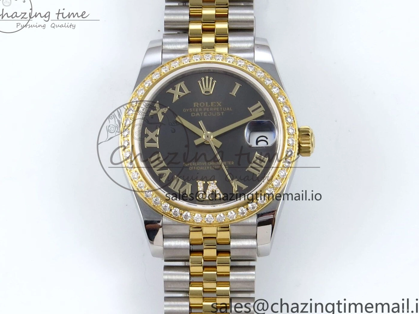 JARF 904L YG Diamonds SS Jubilee Edition Gray 278383RBR Roman 1:1 Best 31 on Steel Bracelet DateJust Dial HZ2236 0502